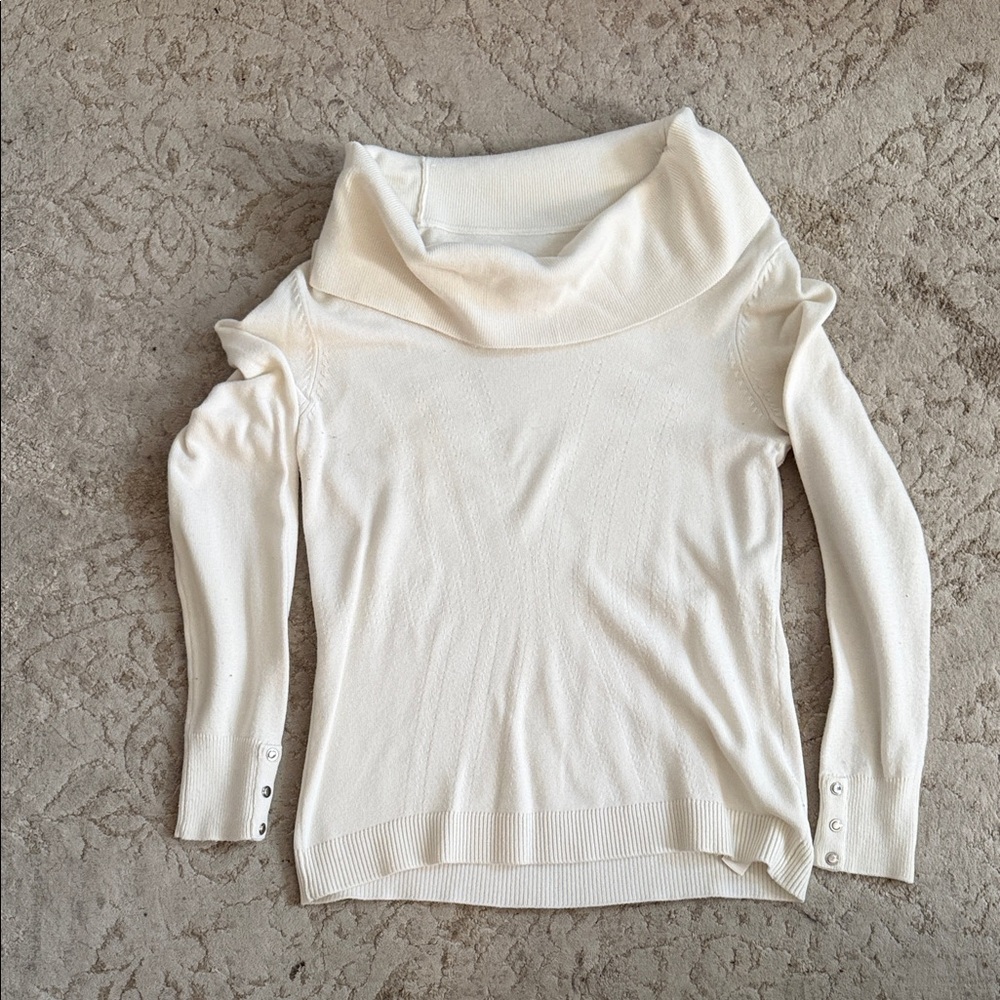 White House Black Market Ivory Cowl Neck Sweater